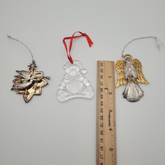 Set of 3 Christmas Ornaments Lunt USA Angels & Gorham Crystal Teddy Bear - Picture 9 of 9
